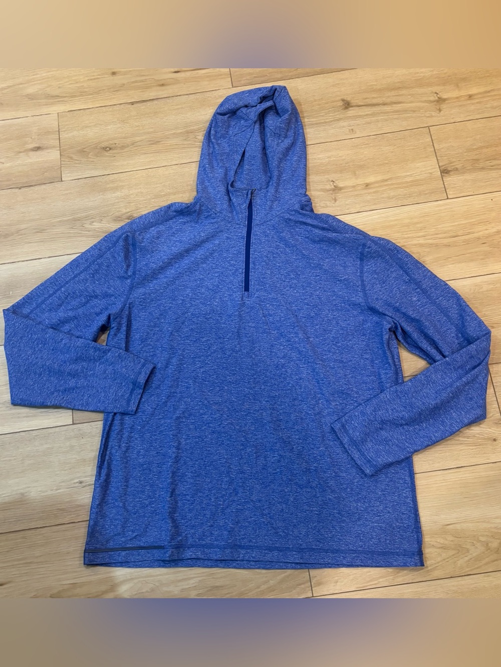 Lululemon Surge Warm Half Zip Hoodie Heathered Blue Performance Gym Mens XL